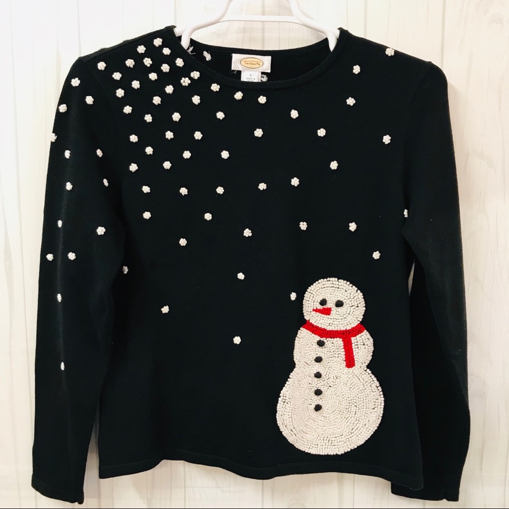 TALBOTS Women’s Snowman Winter Sweater SZ L